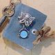 Blue Leather Mini Book Pendant Necklace