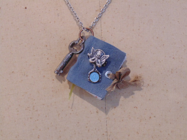 Blue Mini Book Pendant Necklace