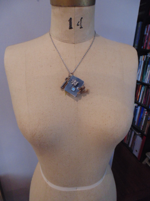 Blue Mini Book Pendant Necklace