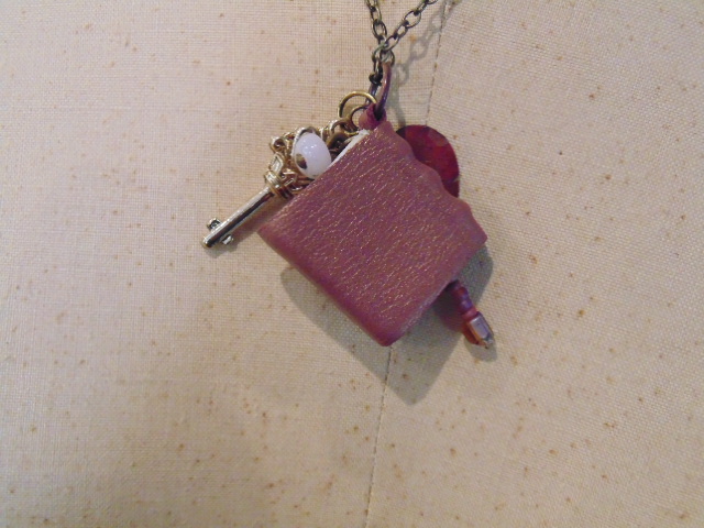 Pink Gold Mini Book Pendant Necklace