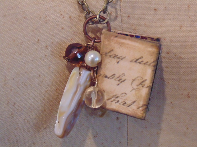 Script Miniature Book Pendant Necklace